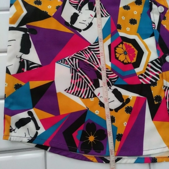 Just Attitude Chinese Print Button Down Short Sleeve Shirt - Picture 6 of 6